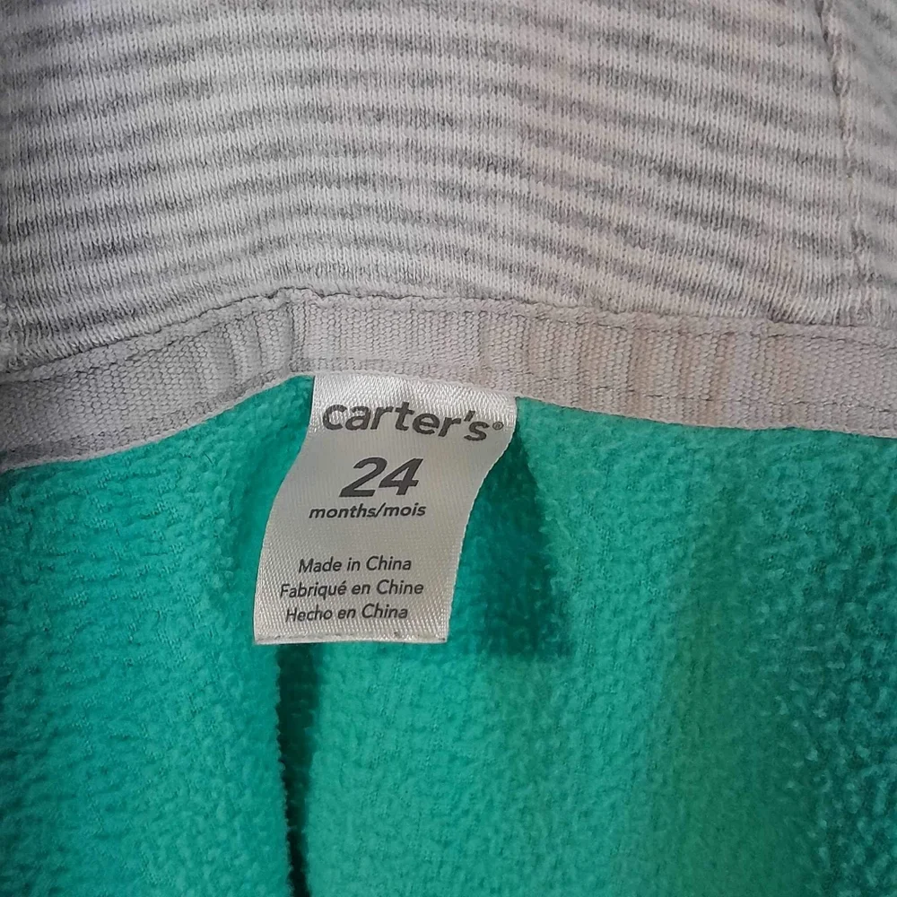 Carter’s Mint Green Soft Heart Pocket Hoodie Sweatshirt Jacket (24M)